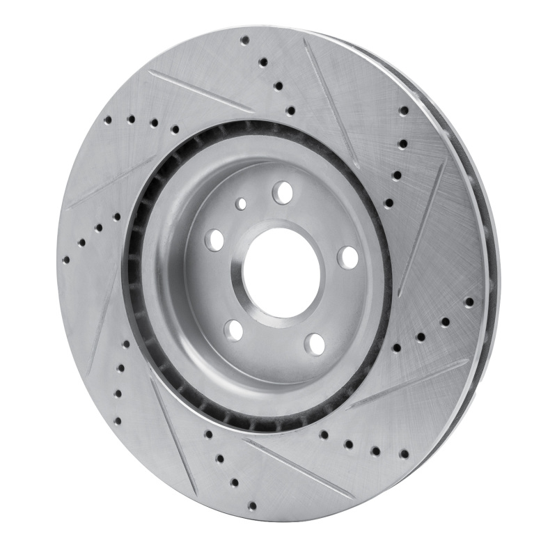 Buick Regal Brake Rotor (1) - Front Left - R1 Concepts - Drilled & Slotted - Silver - `09-`17